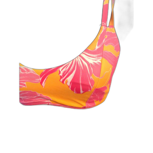 Athleta Medium M Criss Cross Back Floral Print Sport Bra Orange pink - Picture 4 of 4
